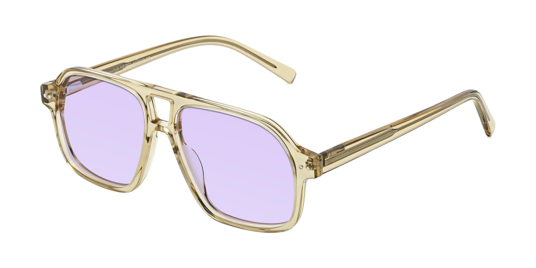 Angle of Kingston in Amber with Light Purple Tinted Lenses