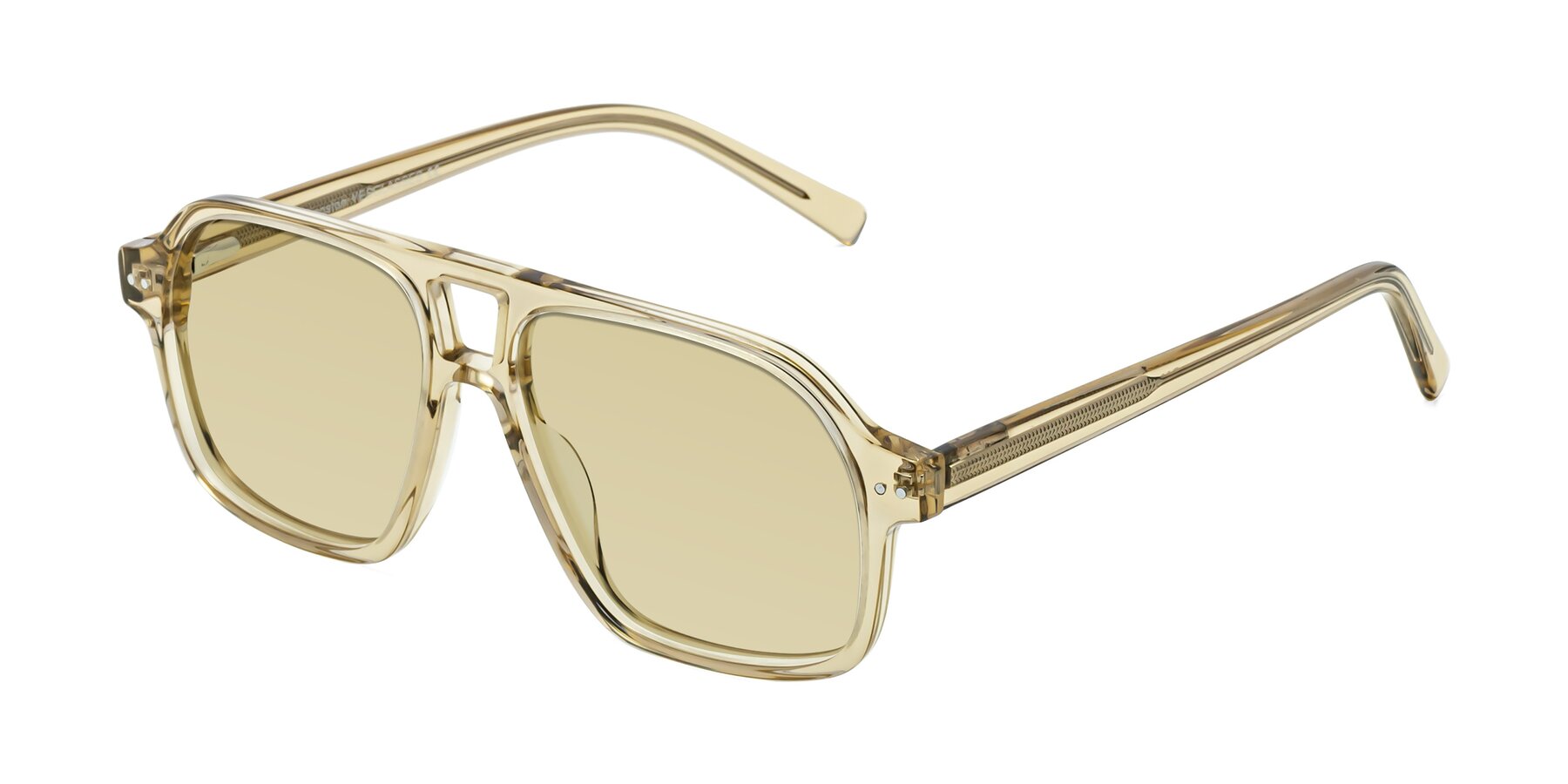 Angle of Kingston in Amber with Light Champagne Tinted Lenses