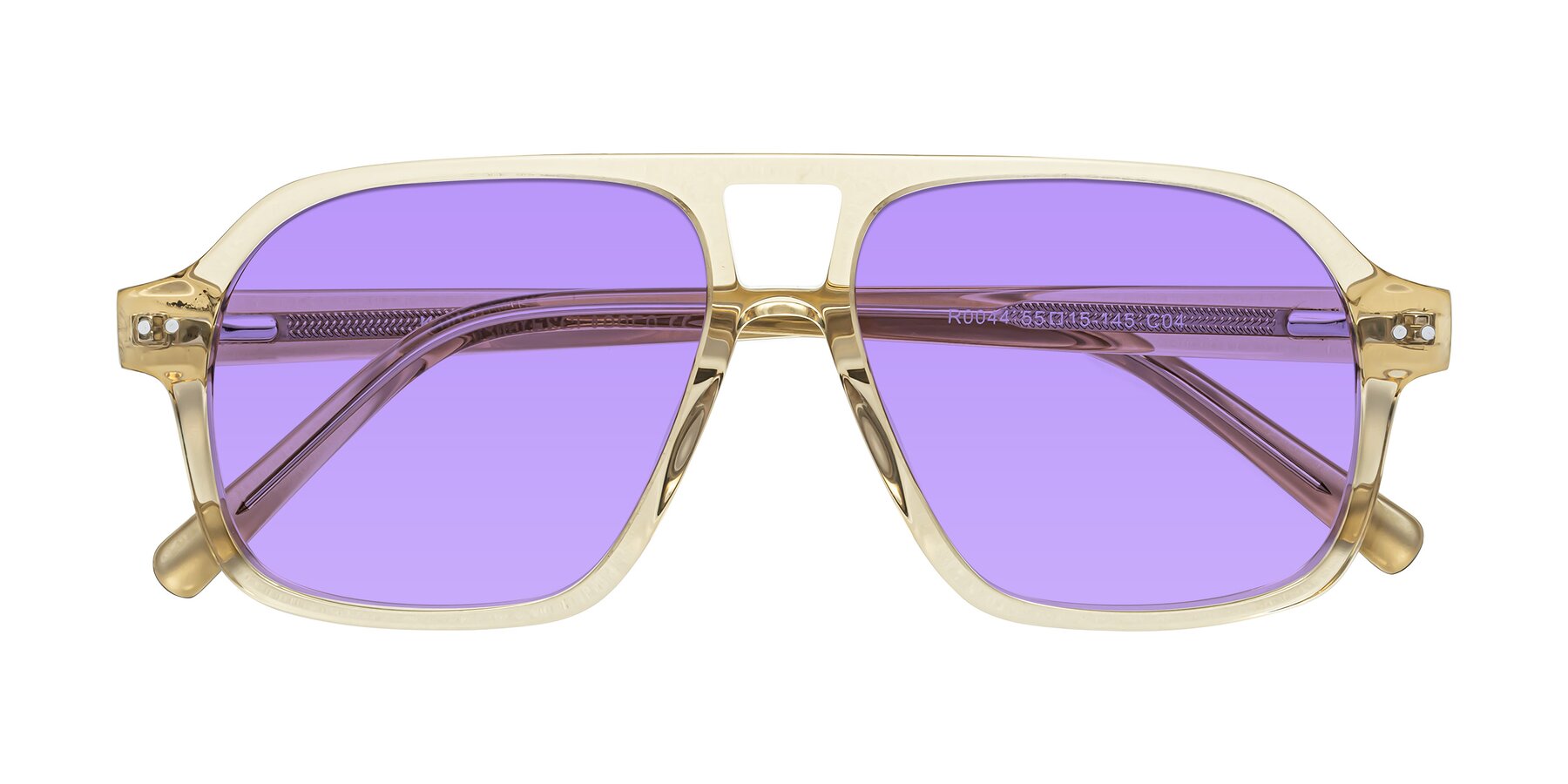 Folded Front of Kingston in Amber with Medium Purple Tinted Lenses