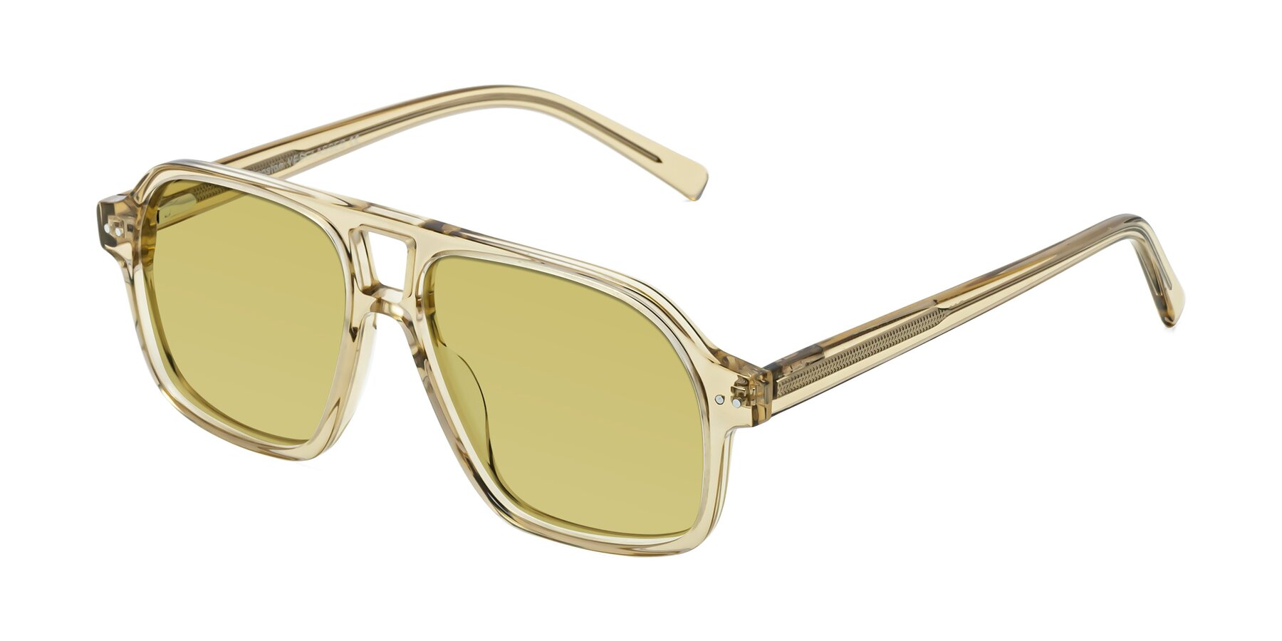Angle of Kingston in Amber with Medium Champagne Tinted Lenses