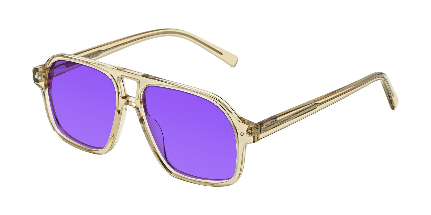Angle of Kingston in Amber with Purple Tinted Lenses