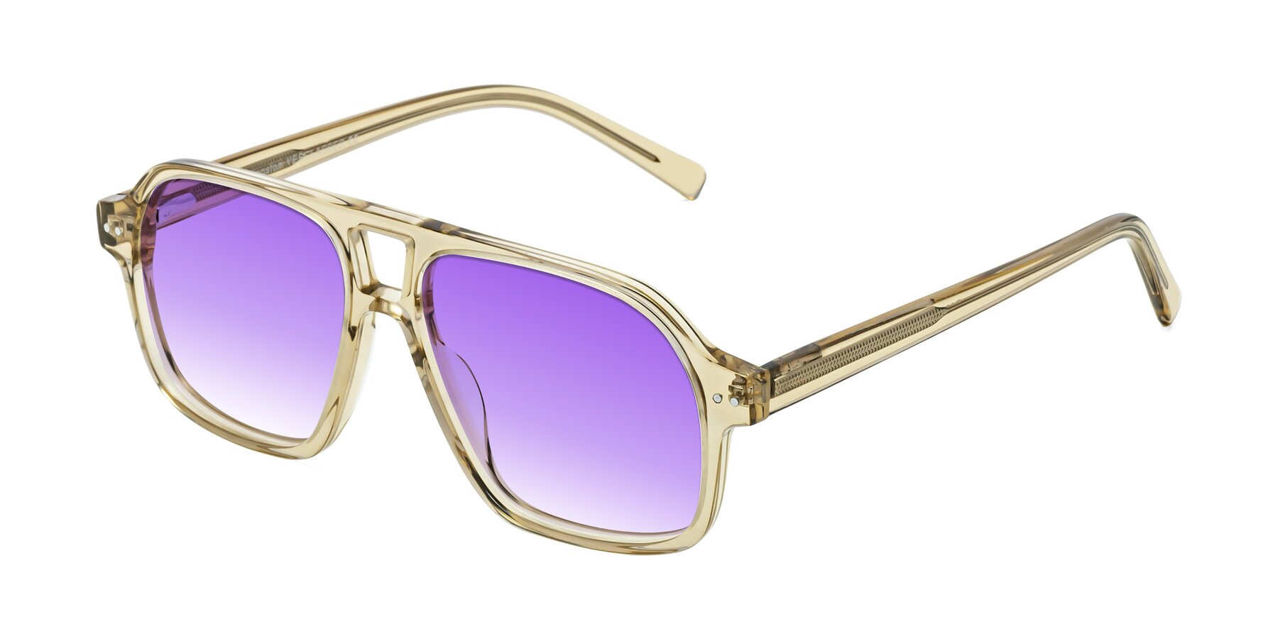 Angle of Kingston in Amber with Purple Gradient Lenses