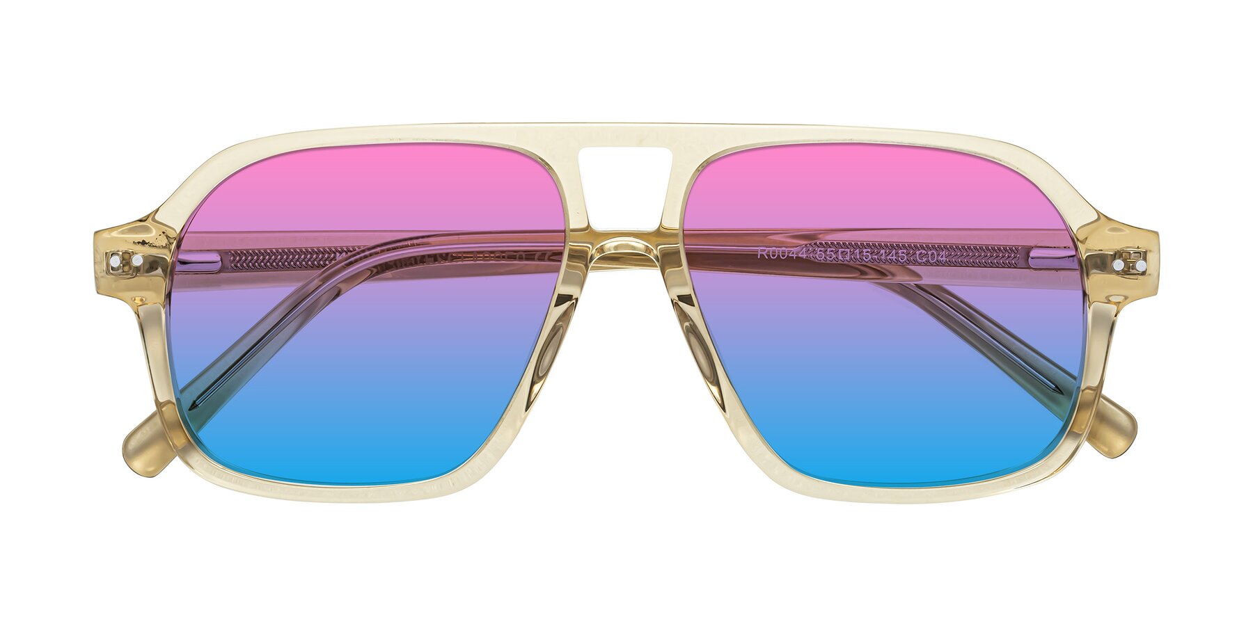 Folded Front of Kingston in Amber with Pink / Blue Gradient Lenses