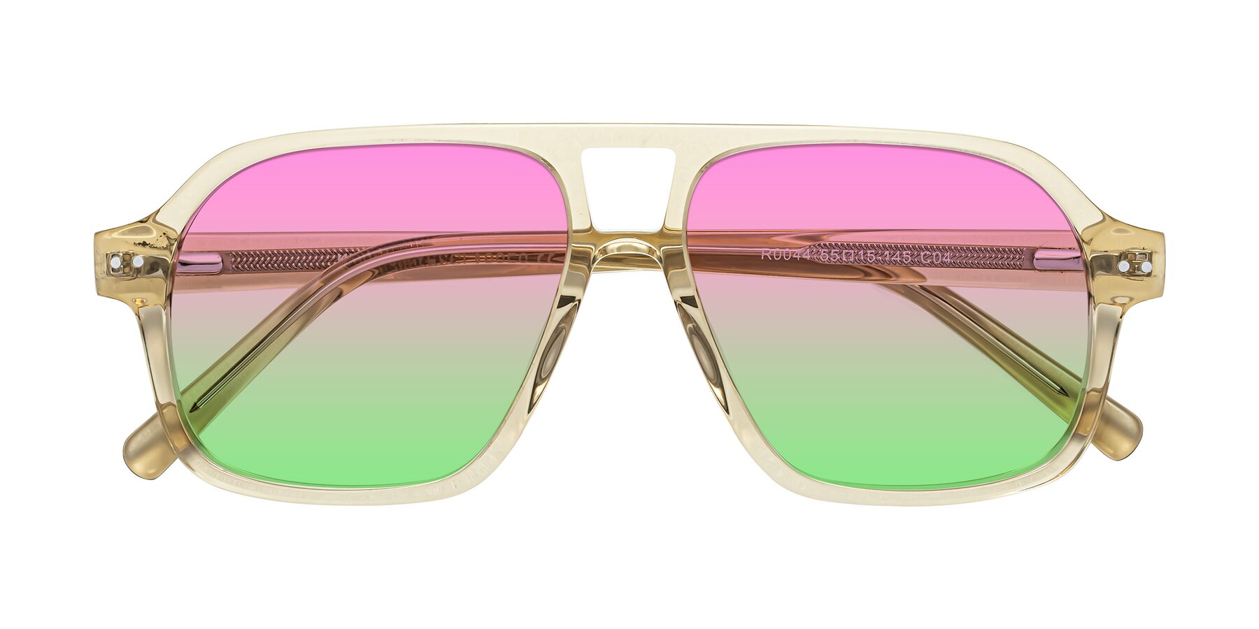 Folded Front of Kingston in Amber with Pink / Green Gradient Lenses