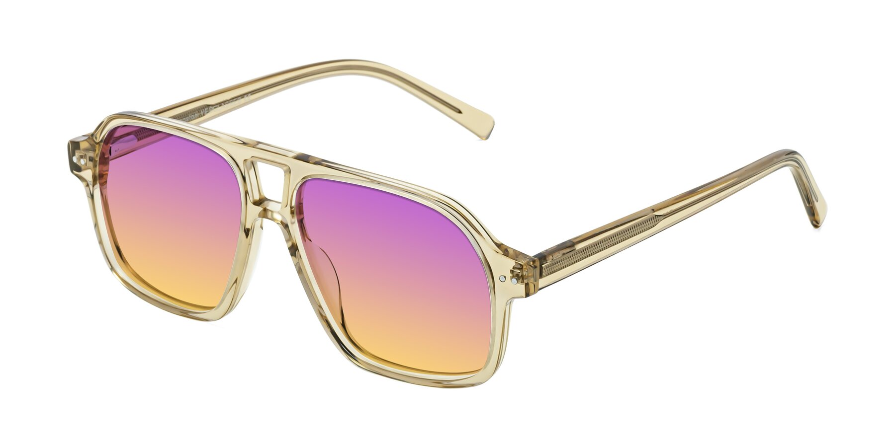Angle of Kingston in Amber with Purple / Yellow Gradient Lenses