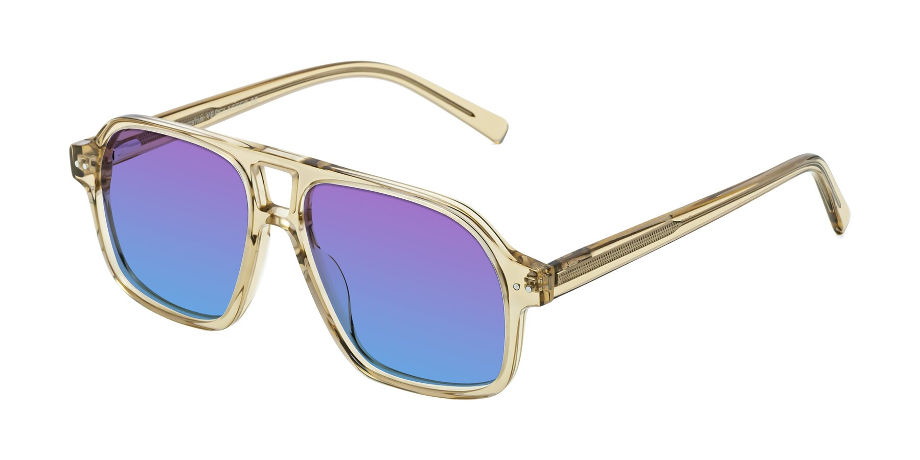 Angle of Kingston in Amber with Purple / Blue Gradient Lenses