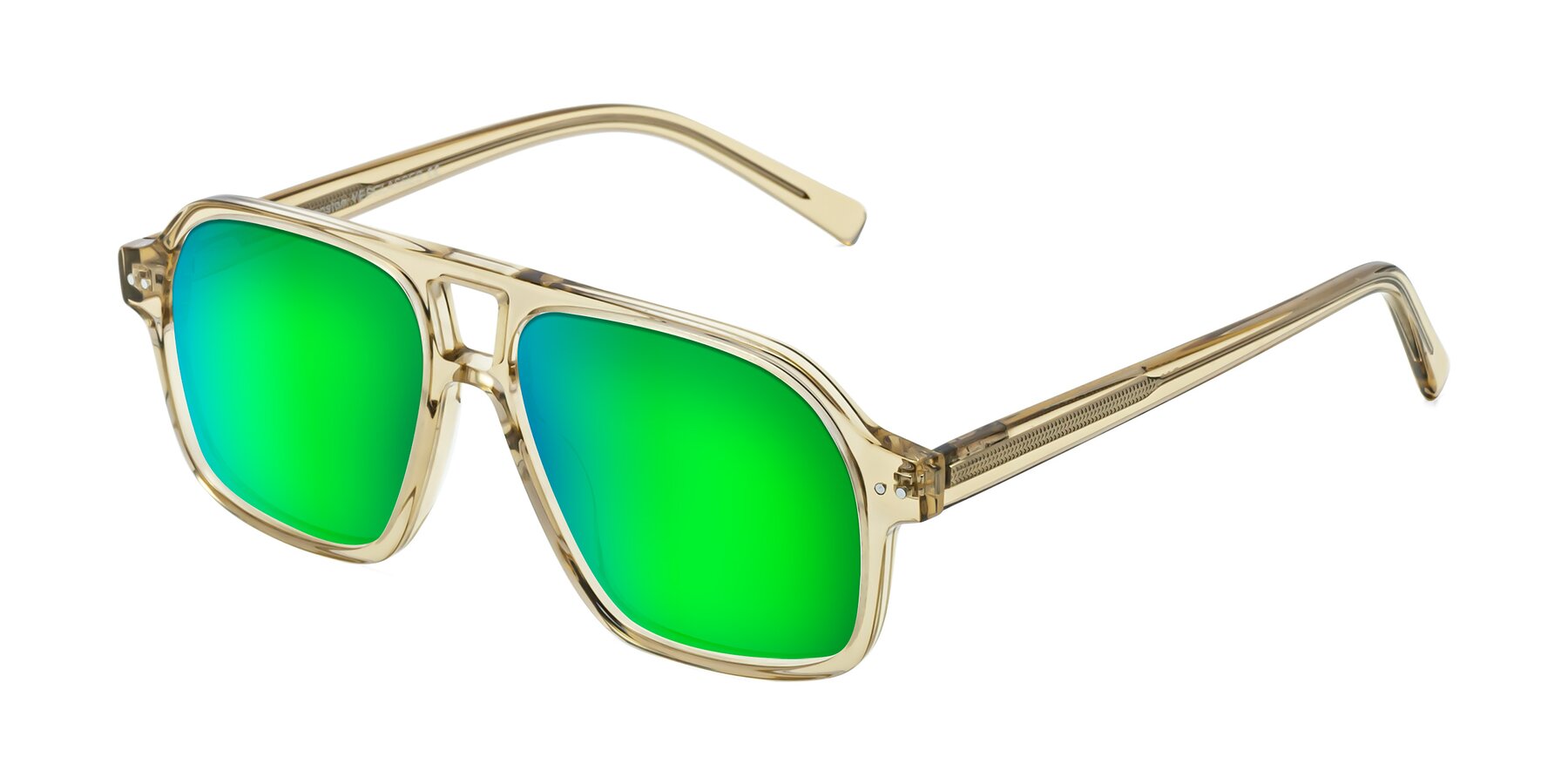 Angle of Kingston in Amber with Green Mirrored Lenses