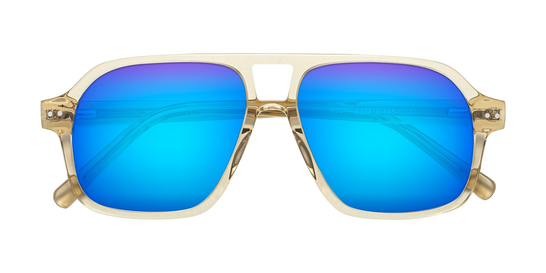 Folded Front of Kingston in Amber with Blue Mirrored Lenses