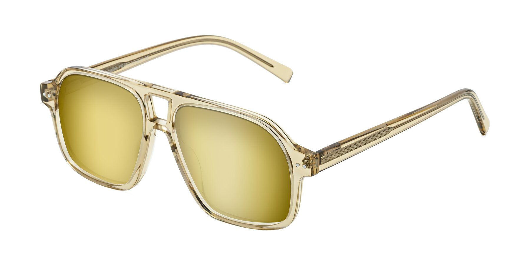 Juicy Orange Oversized Round Pilot Sunglasses – Mirror Lens Metal Rims Spring Hinge