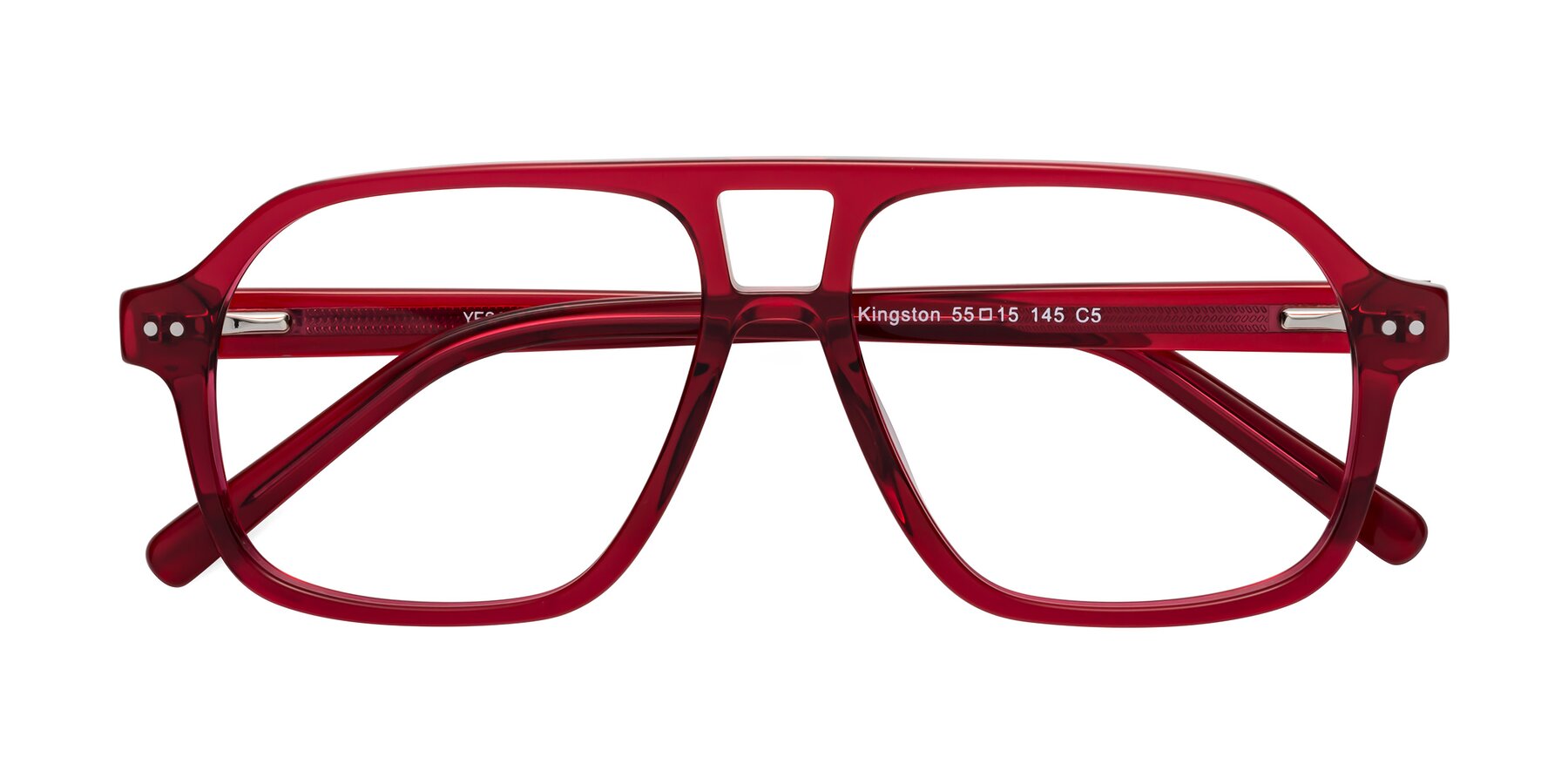 Folded Front of Kingston in Wine with Clear Eyeglass Lenses