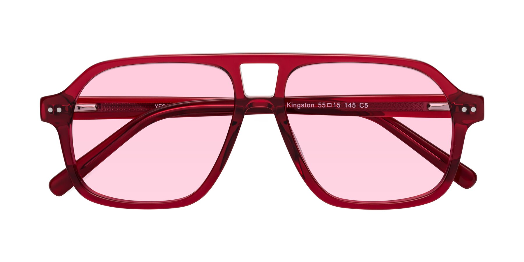 Folded Front of Kingston in Wine with Light Pink Tinted Lenses