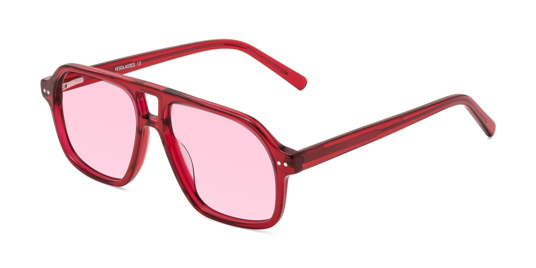 Angle of Kingston in Wine with Light Pink Tinted Lenses