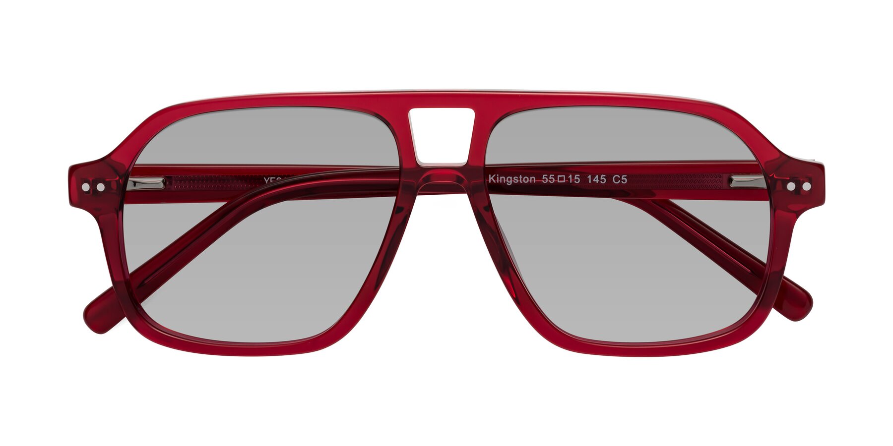 Folded Front of Kingston in Wine with Light Gray Tinted Lenses