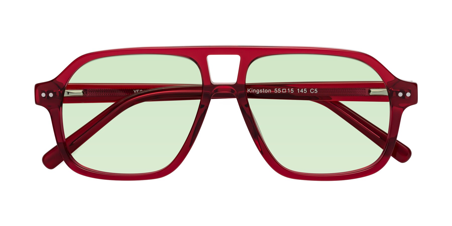 Folded Front of Kingston in Wine with Light Green Tinted Lenses