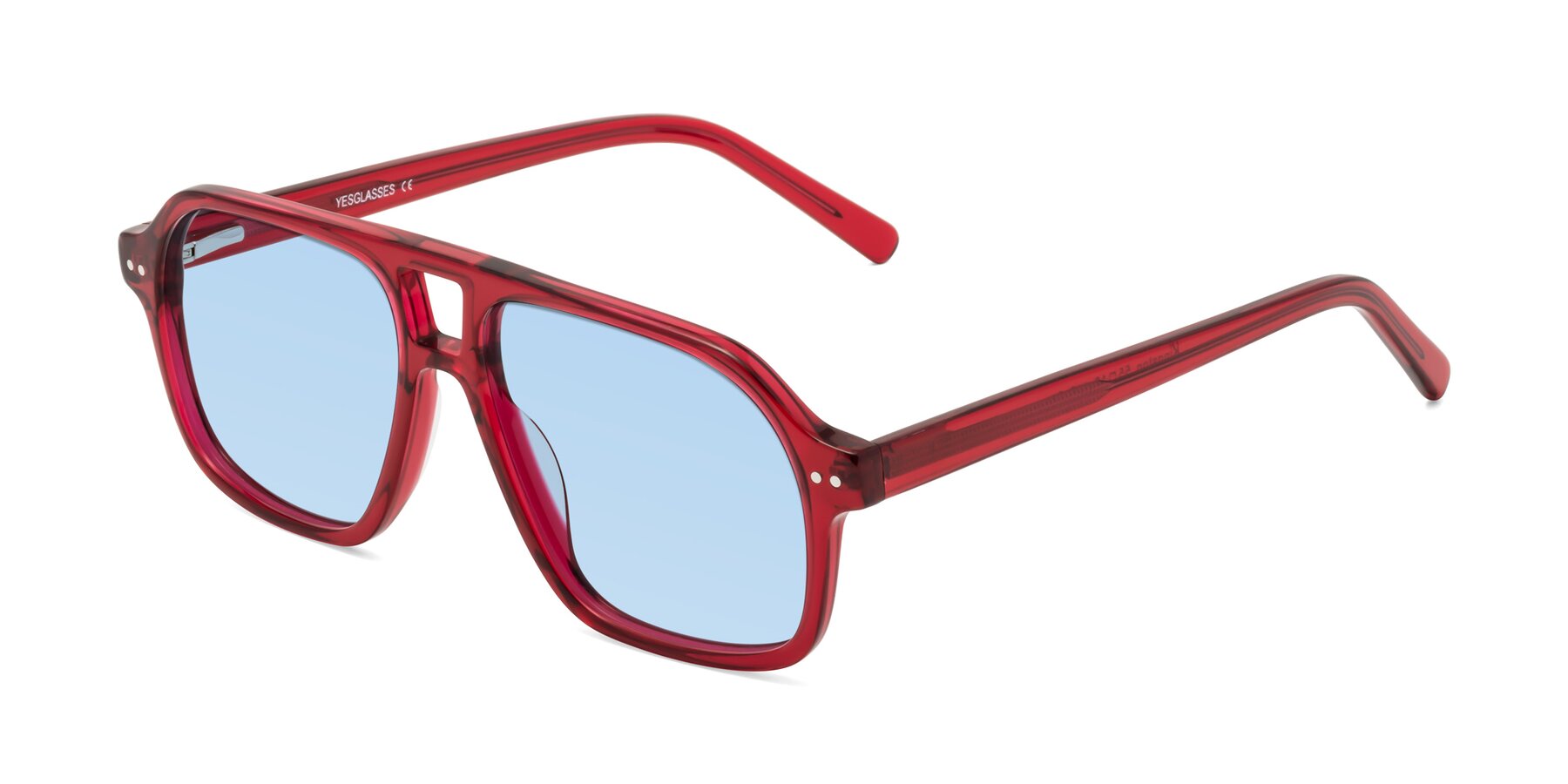 Angle of Kingston in Wine with Light Blue Tinted Lenses