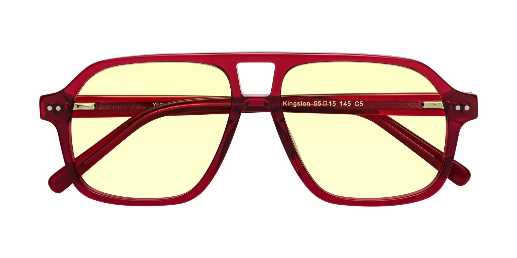 Folded Front of Kingston in Wine with Light Yellow Tinted Lenses