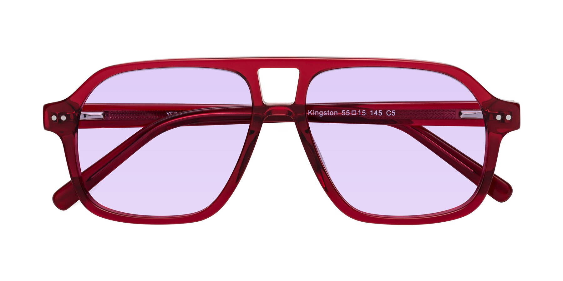 Folded Front of Kingston in Wine with Light Purple Tinted Lenses