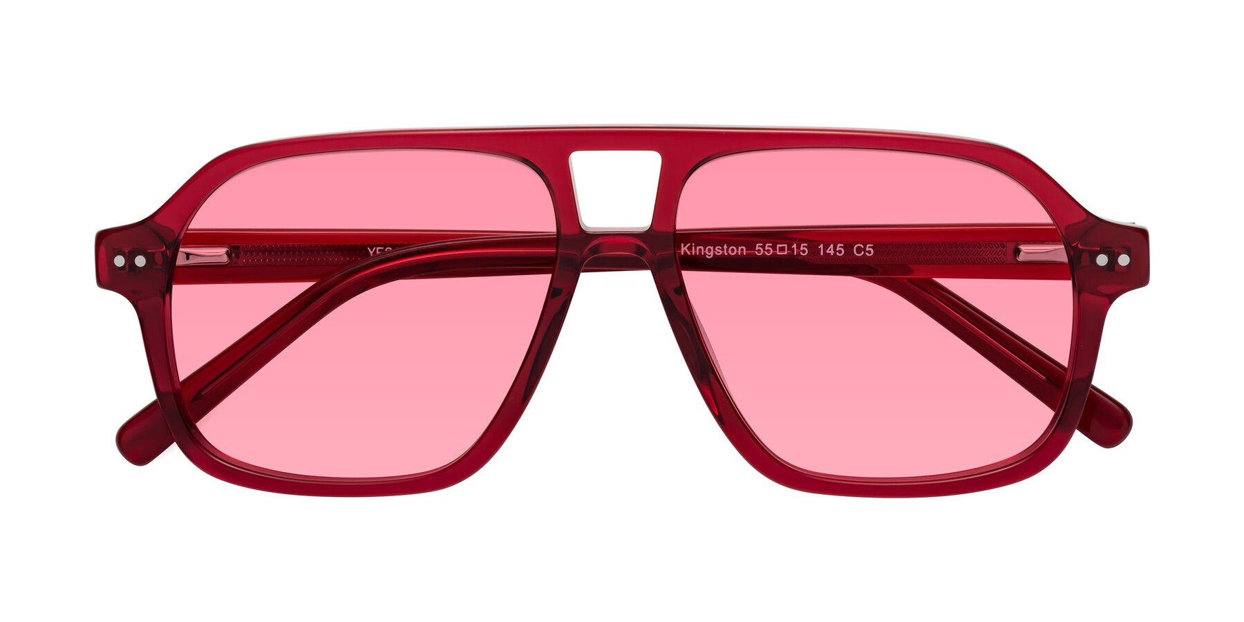 Folded Front of Kingston in Wine with Pink Tinted Lenses