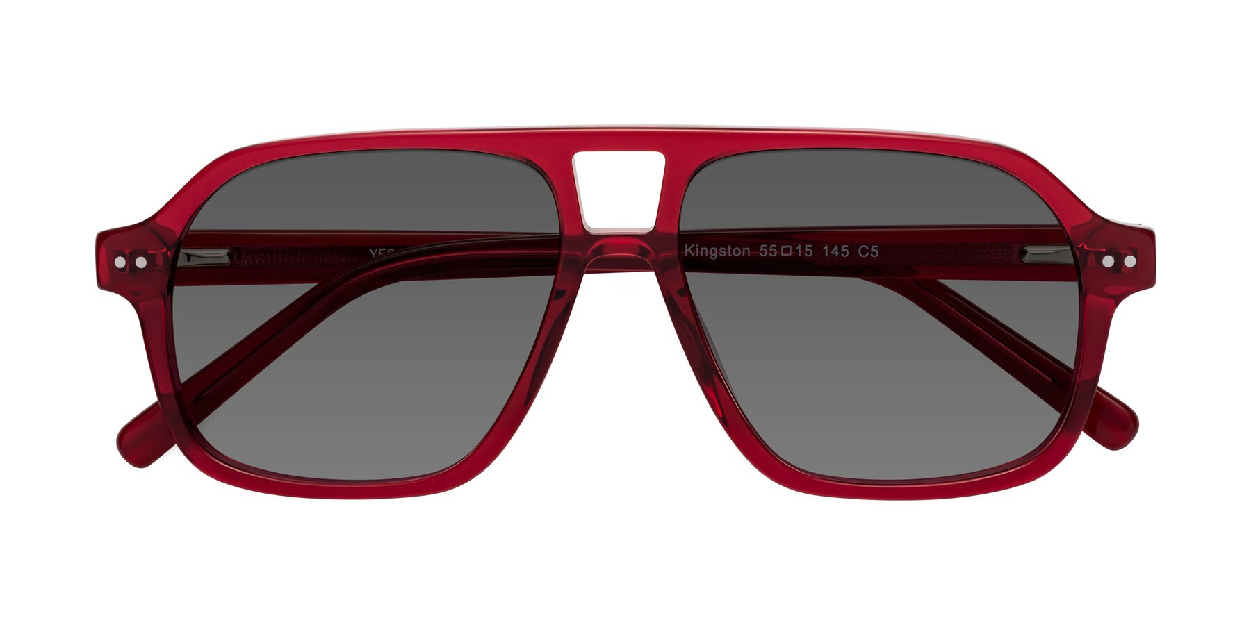 Folded Front of Kingston in Wine with Medium Gray Tinted Lenses