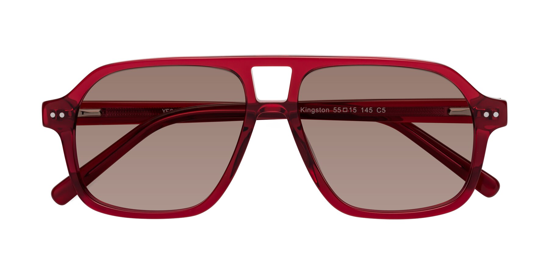Folded Front of Kingston in Wine with Medium Brown Tinted Lenses