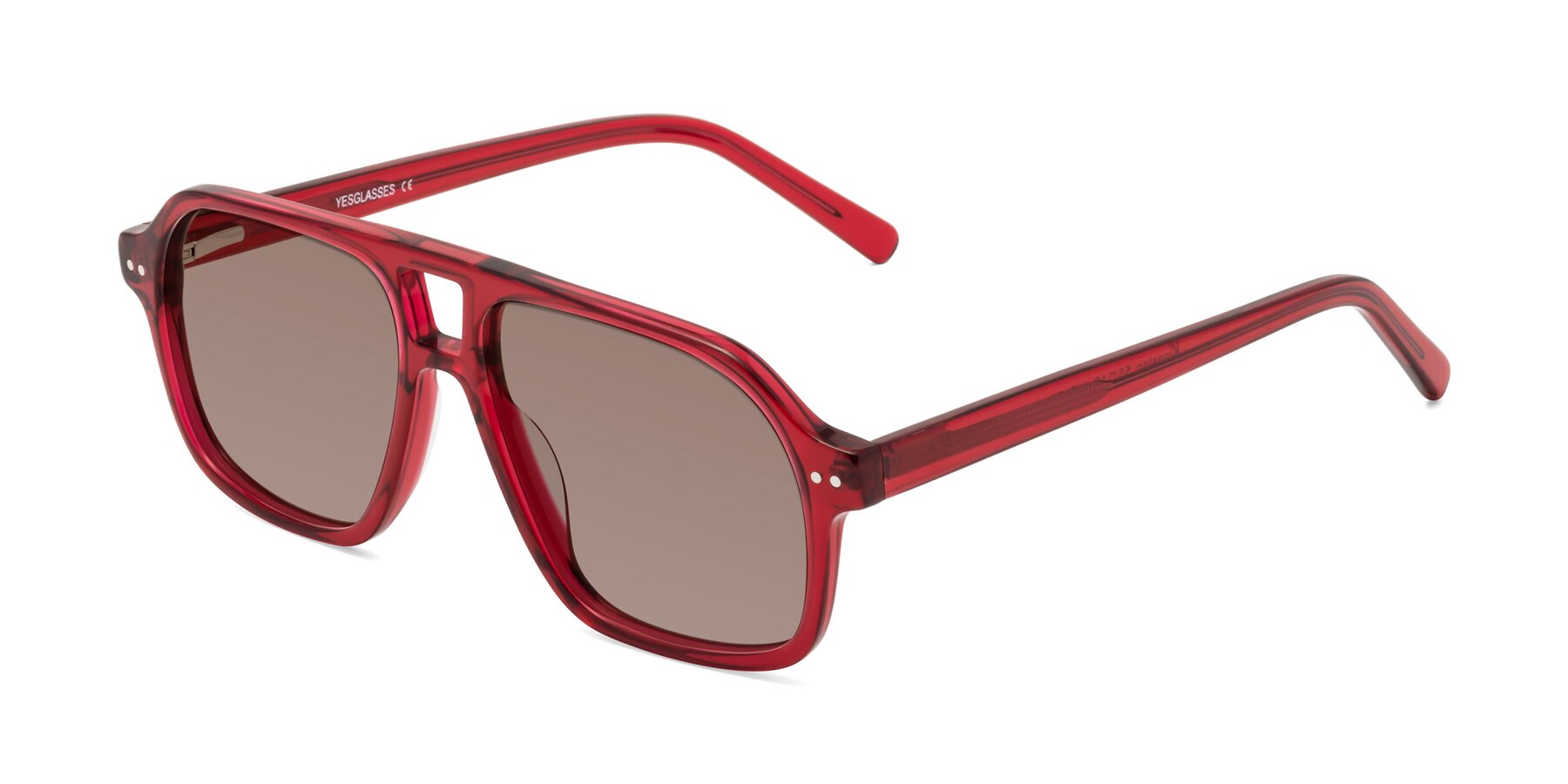 Angle of Kingston in Wine with Medium Brown Tinted Lenses