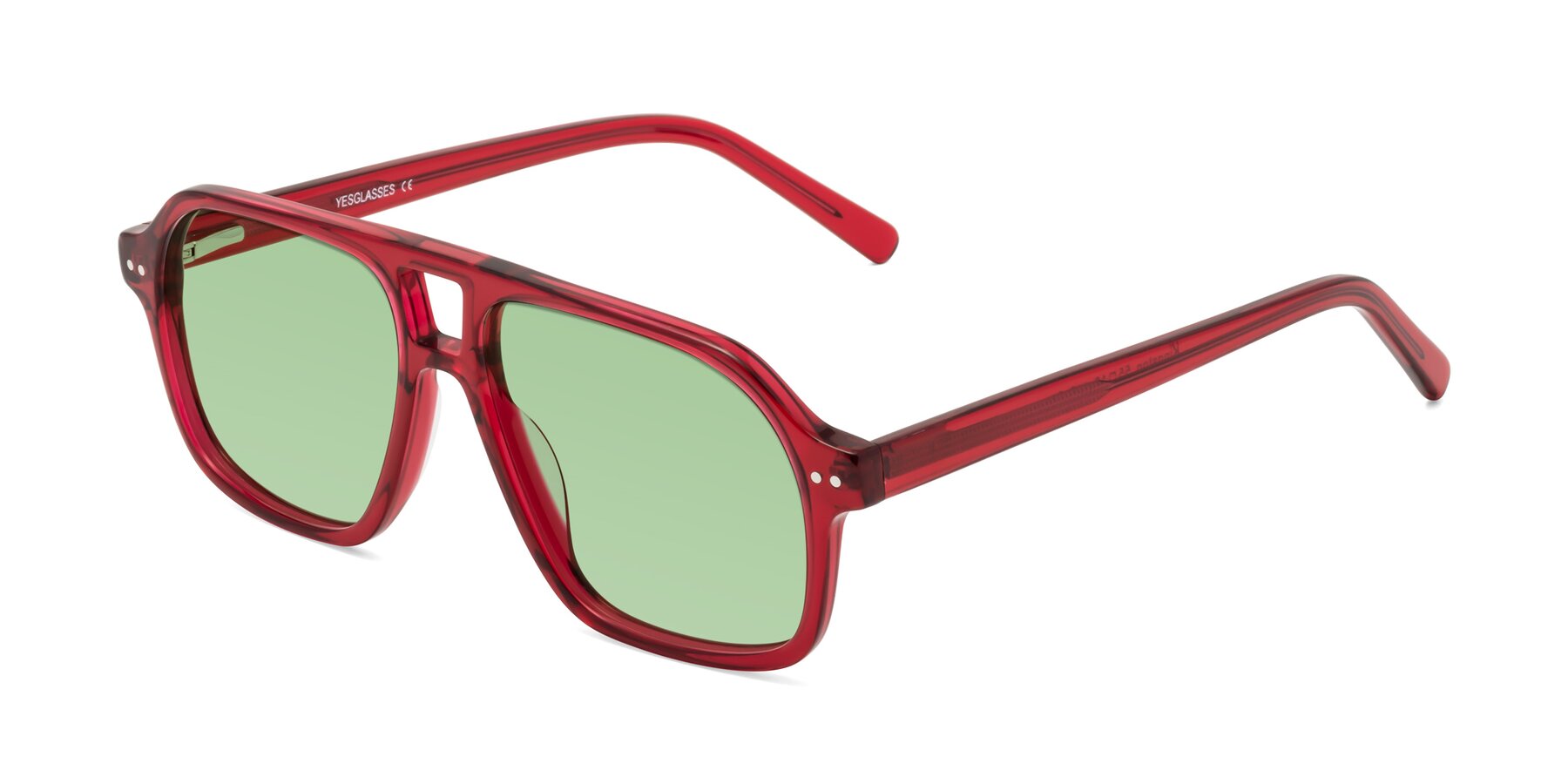 Angle of Kingston in Wine with Medium Green Tinted Lenses