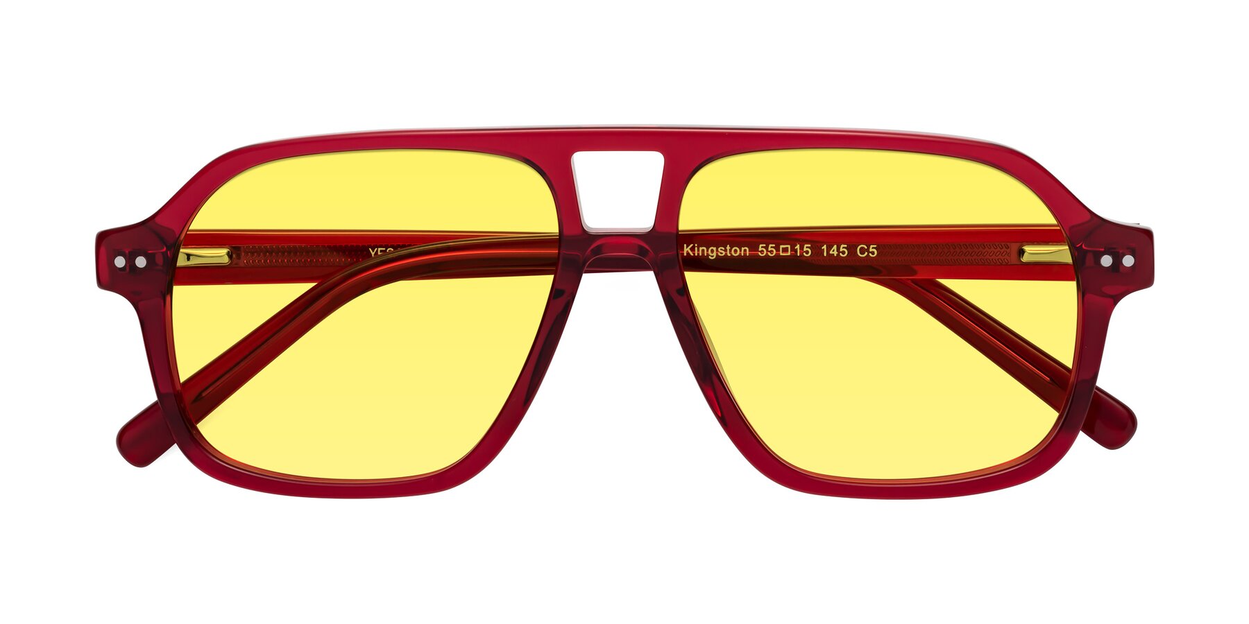 Folded Front of Kingston in Wine with Medium Yellow Tinted Lenses