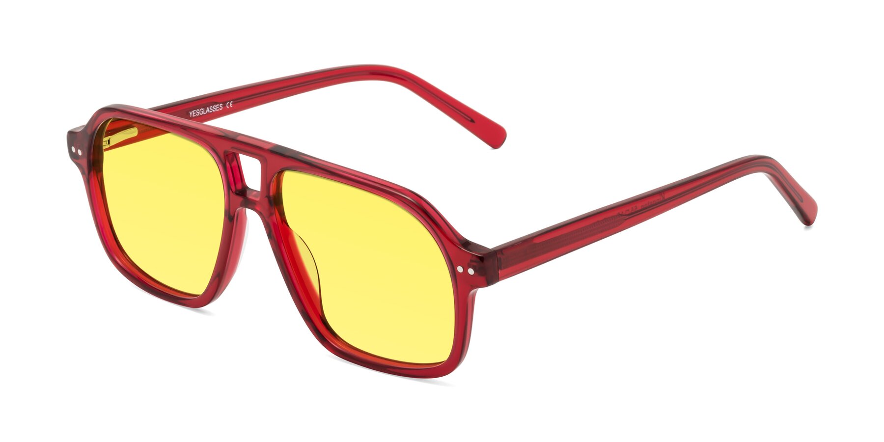 Angle of Kingston in Wine with Medium Yellow Tinted Lenses