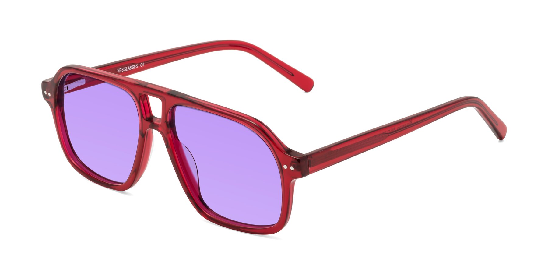 Angle of Kingston in Wine with Medium Purple Tinted Lenses