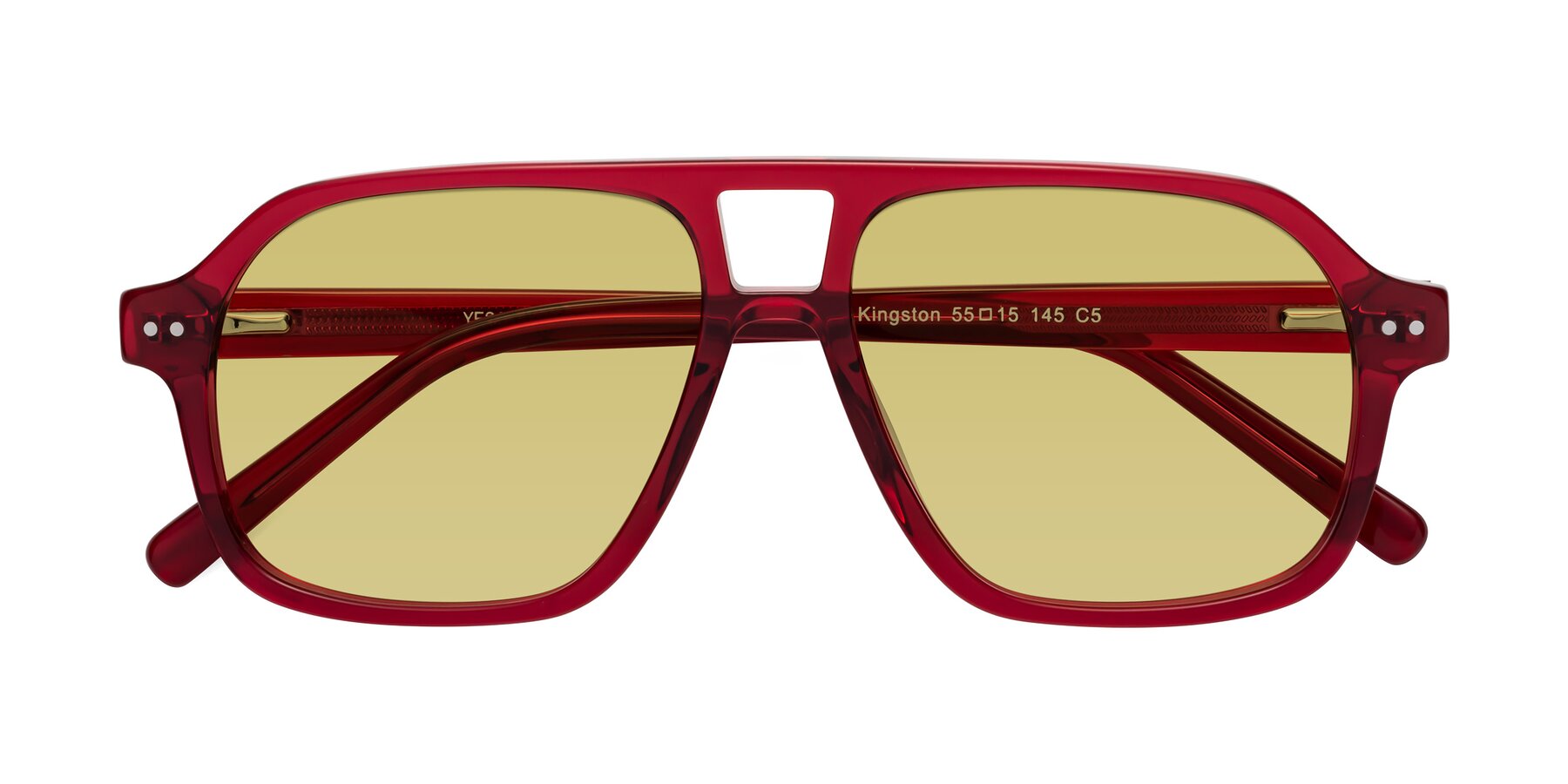 Folded Front of Kingston in Wine with Medium Champagne Tinted Lenses