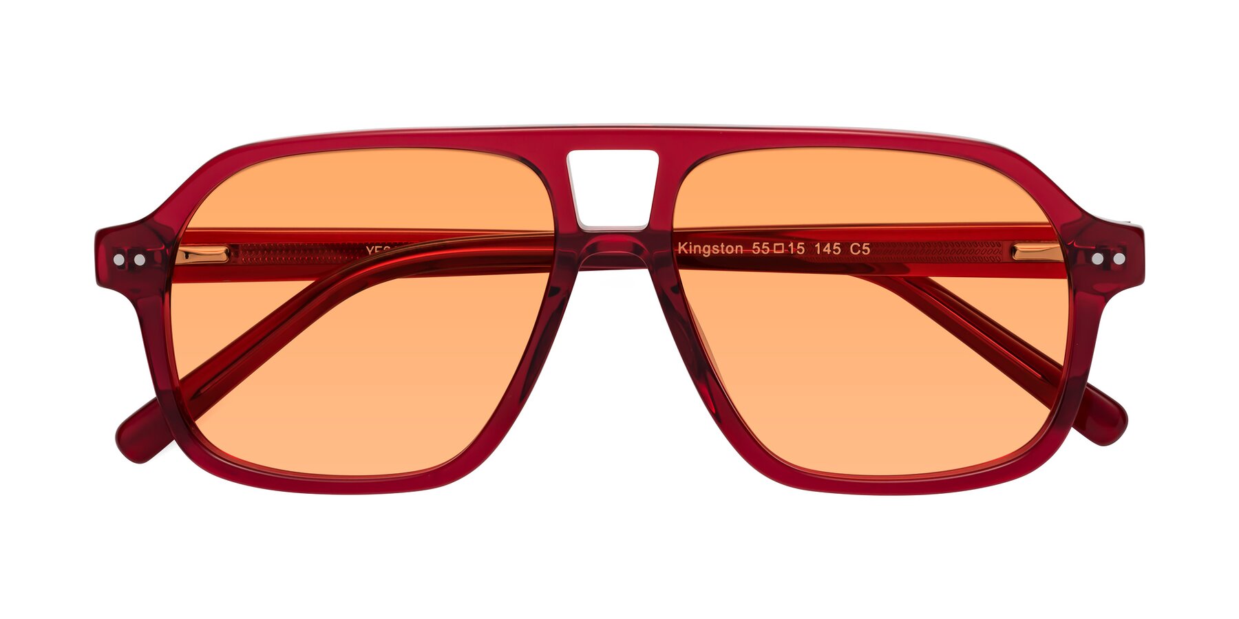 Folded Front of Kingston in Wine with Medium Orange Tinted Lenses