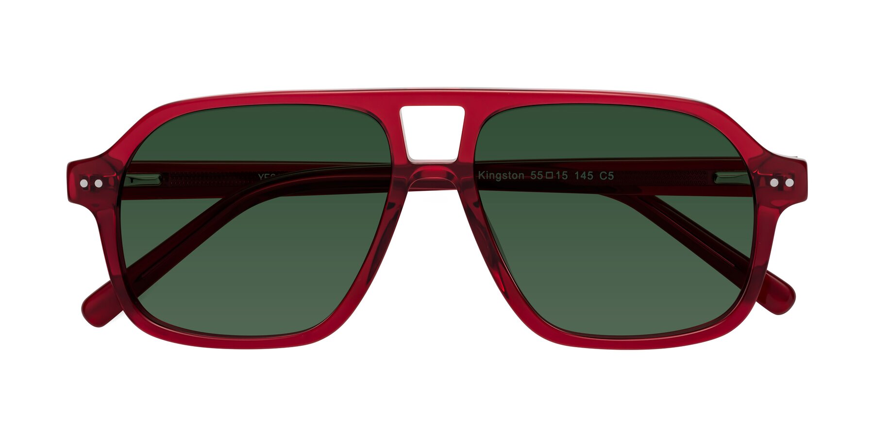 Folded Front of Kingston in Wine with Green Tinted Lenses