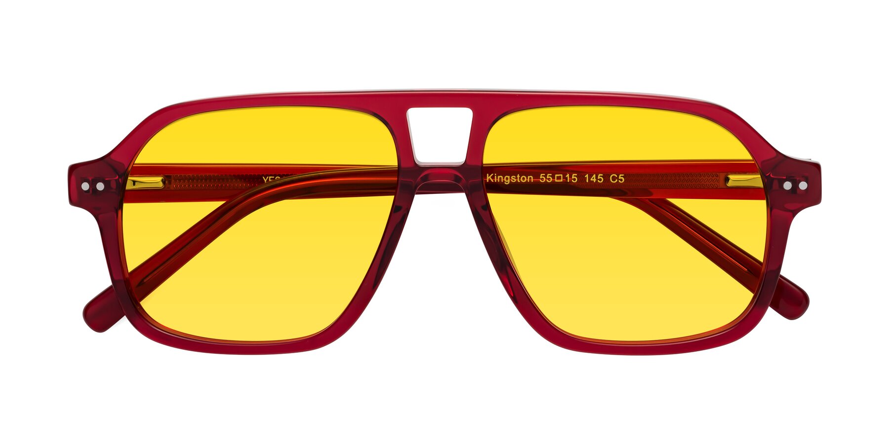 Folded Front of Kingston in Wine with Yellow Tinted Lenses