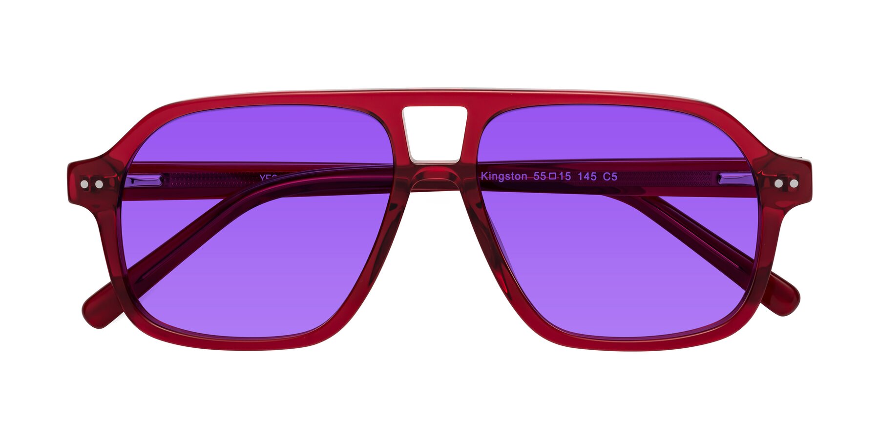 Folded Front of Kingston in Wine with Purple Tinted Lenses