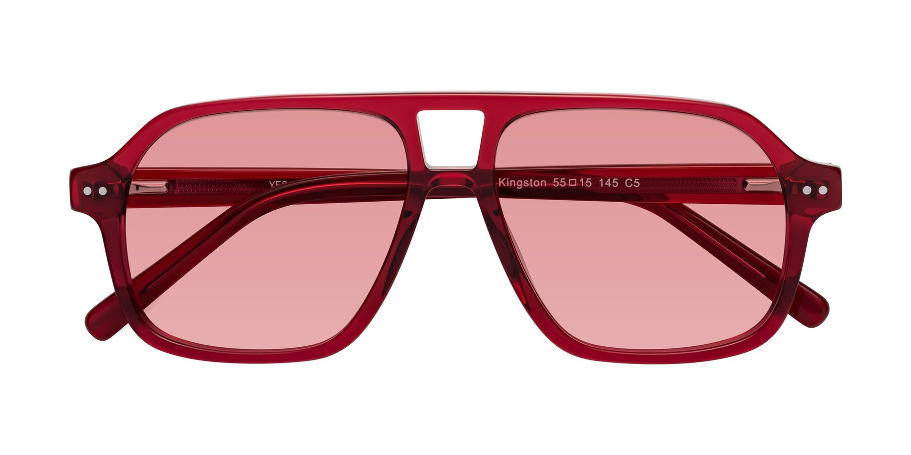 Folded Front of Kingston in Wine with Medium Garnet Tinted Lenses