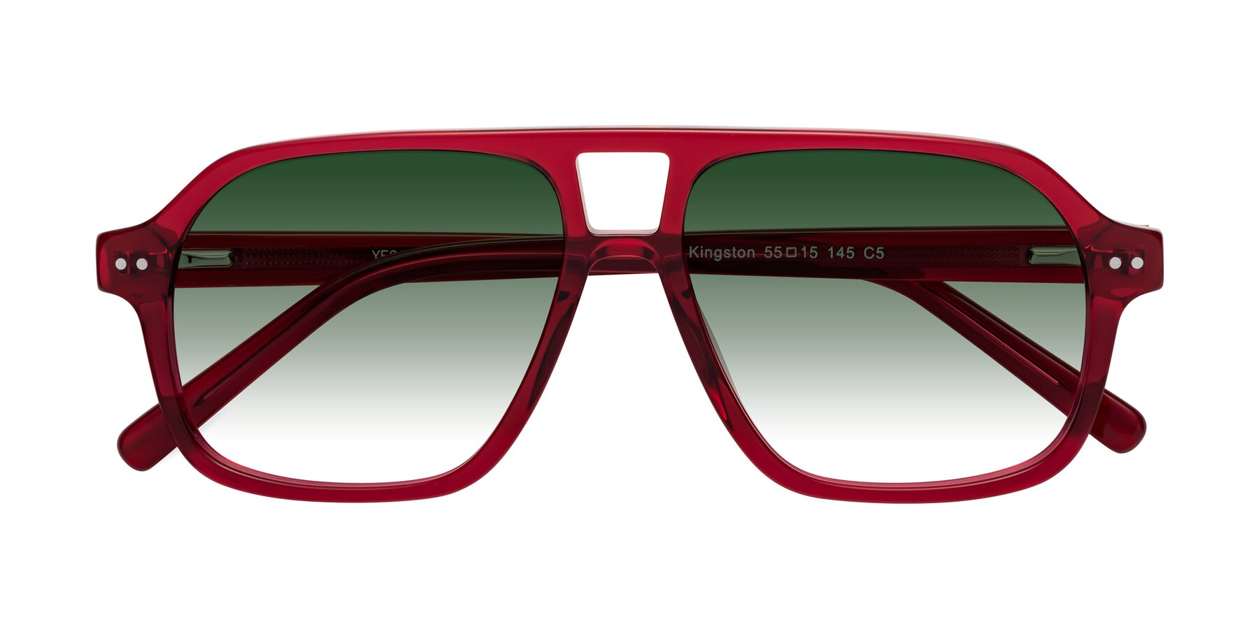Folded Front of Kingston in Wine with Green Gradient Lenses