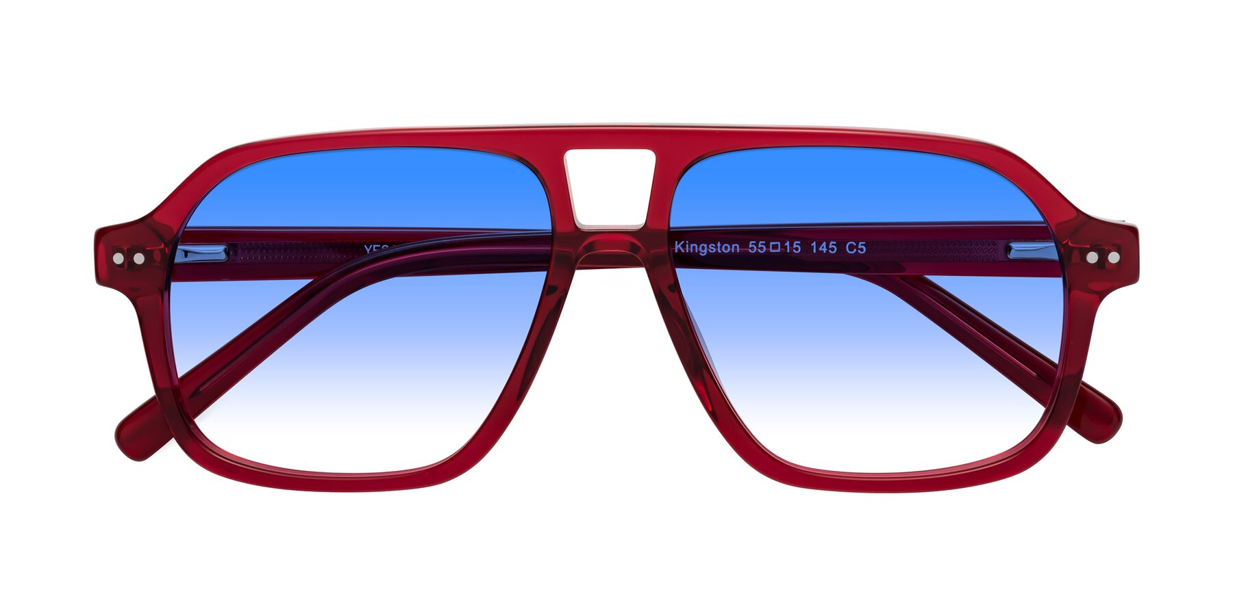 Folded Front of Kingston in Wine with Blue Gradient Lenses
