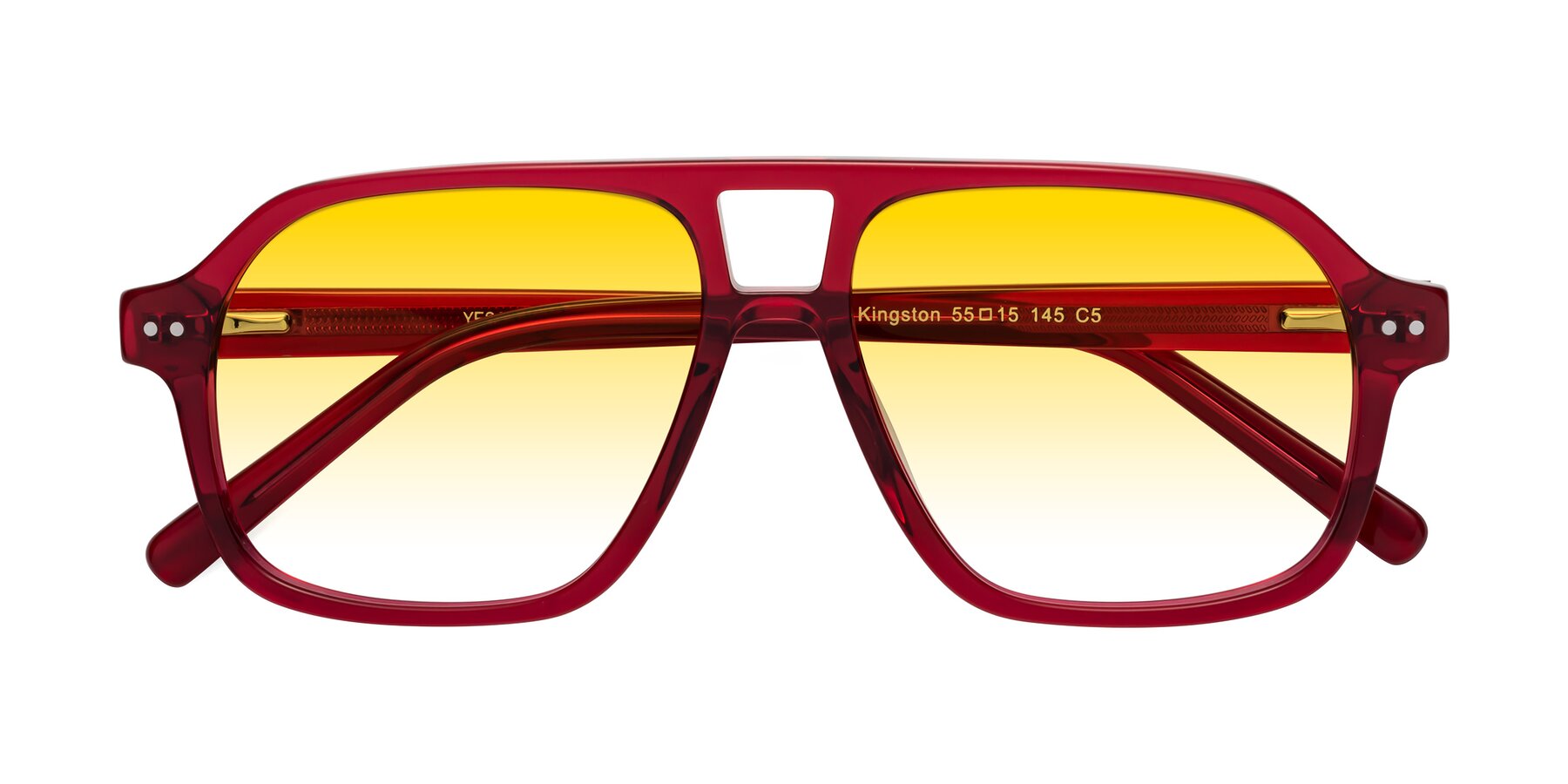 Folded Front of Kingston in Wine with Yellow Gradient Lenses