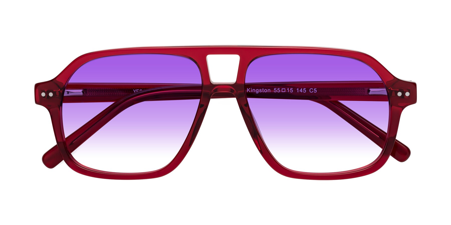 Folded Front of Kingston in Wine with Purple Gradient Lenses