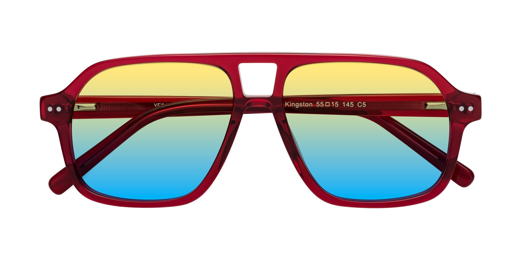 Folded Front of Kingston in Wine with Yellow / Blue Gradient Lenses