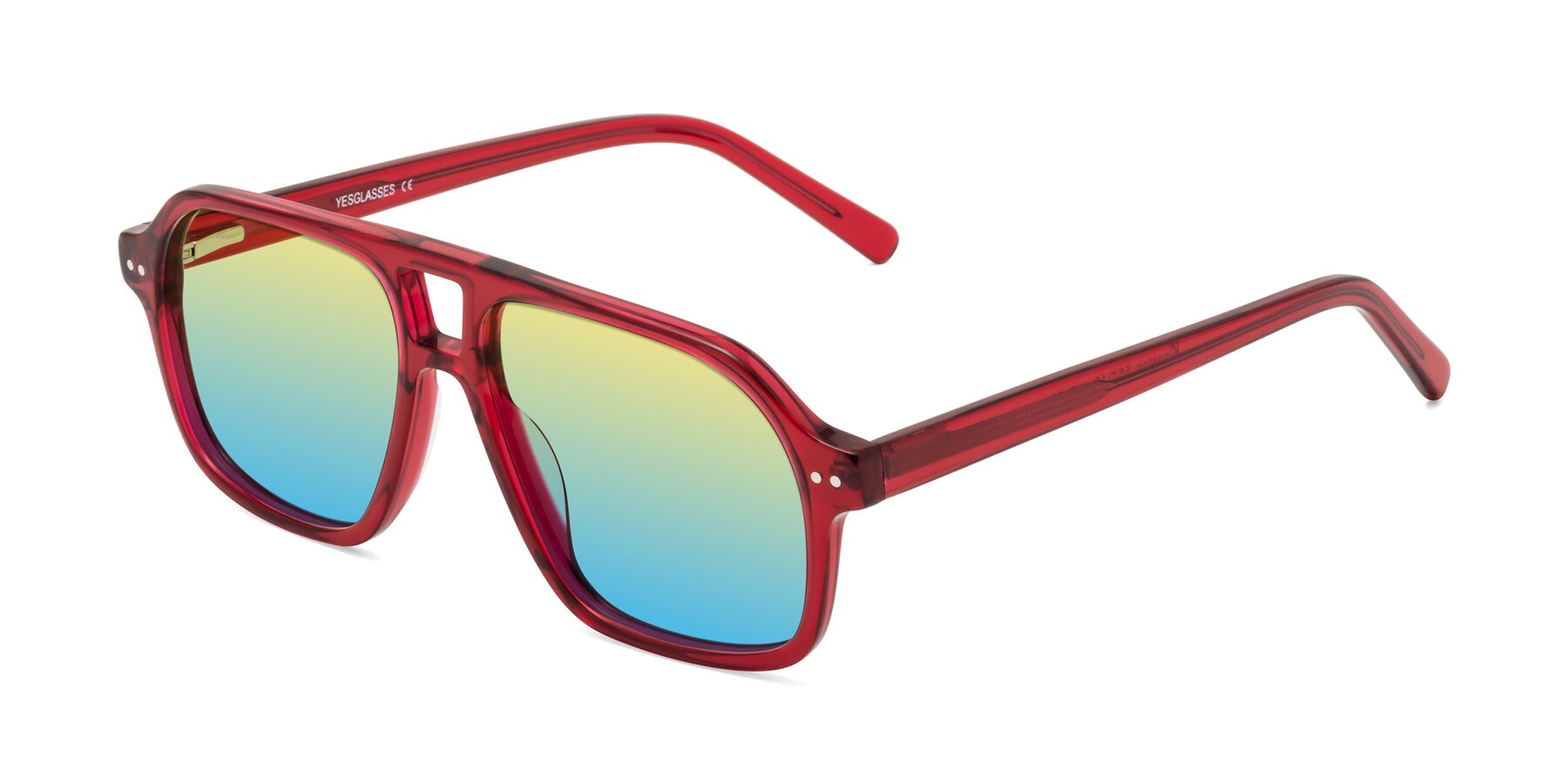 Angle of Kingston in Wine with Yellow / Blue Gradient Lenses
