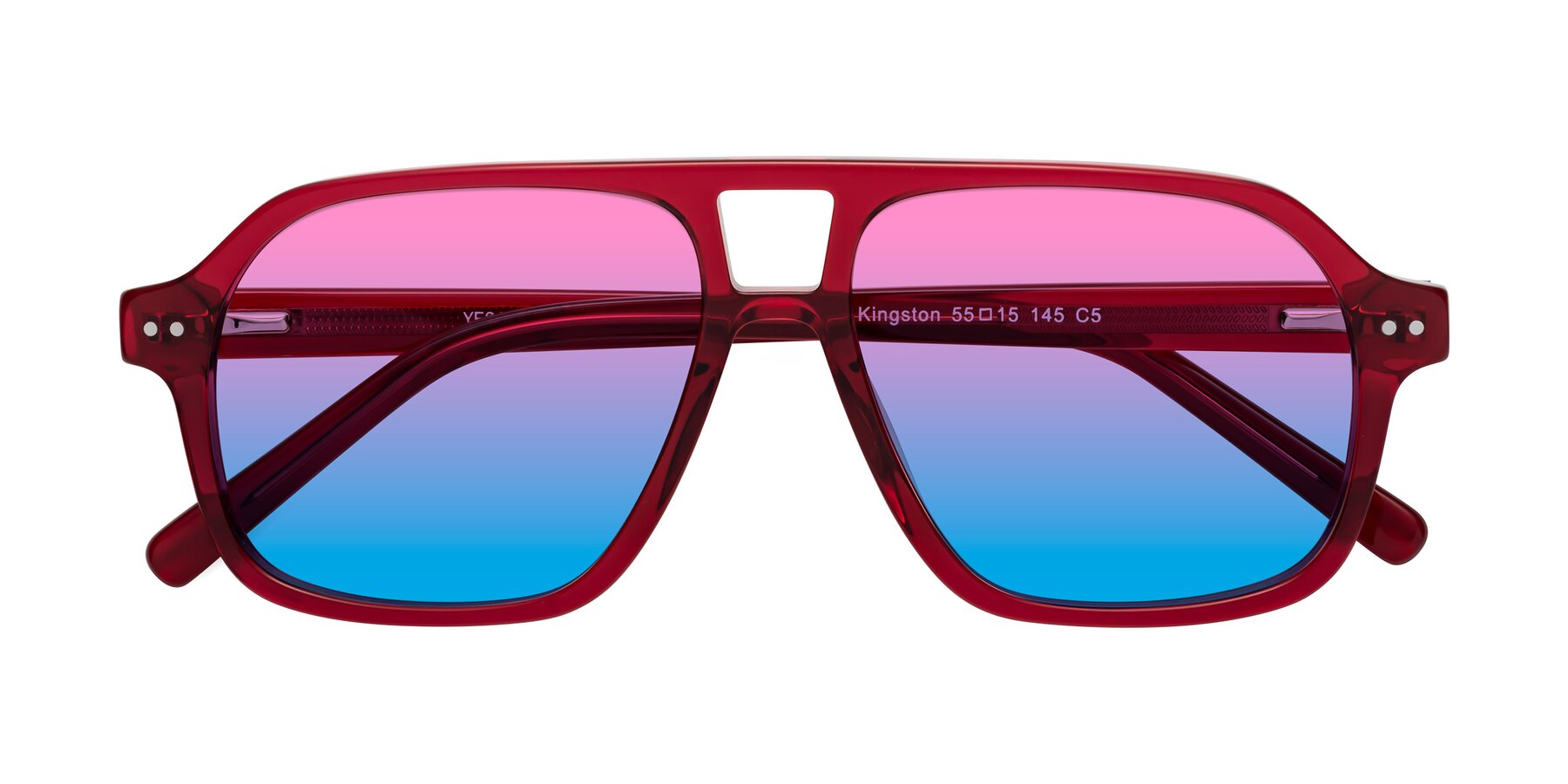 Folded Front of Kingston in Wine with Pink / Blue Gradient Lenses