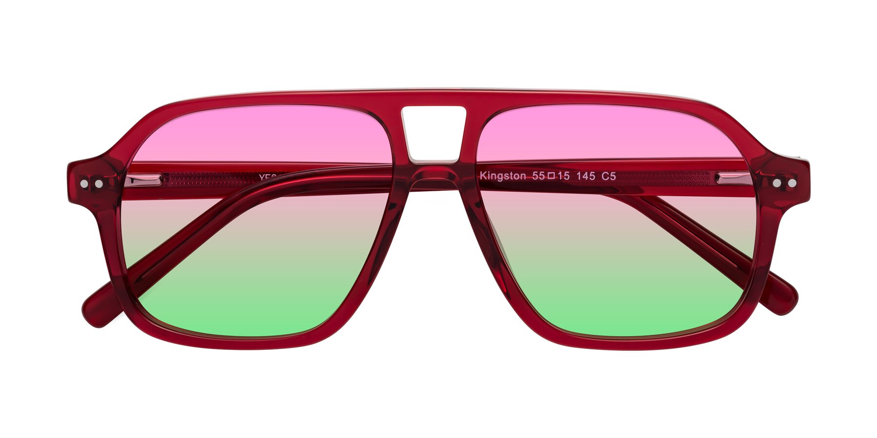 Folded Front of Kingston in Wine with Pink / Green Gradient Lenses