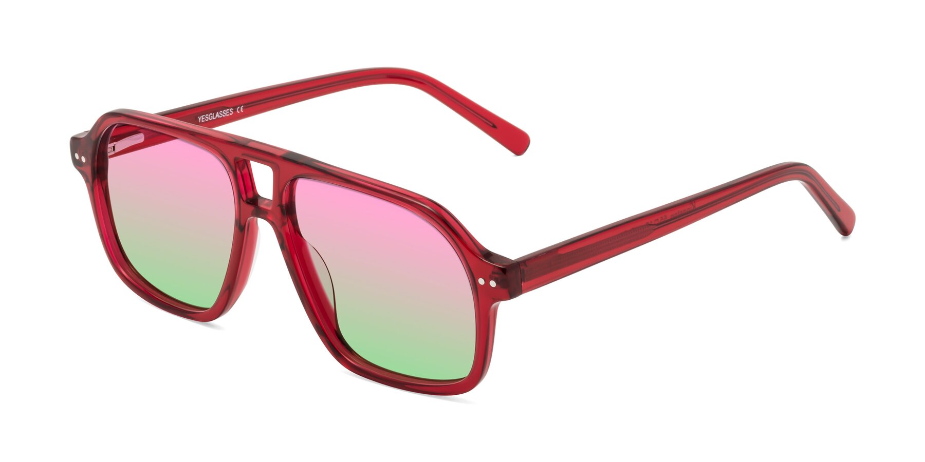Angle of Kingston in Wine with Pink / Green Gradient Lenses