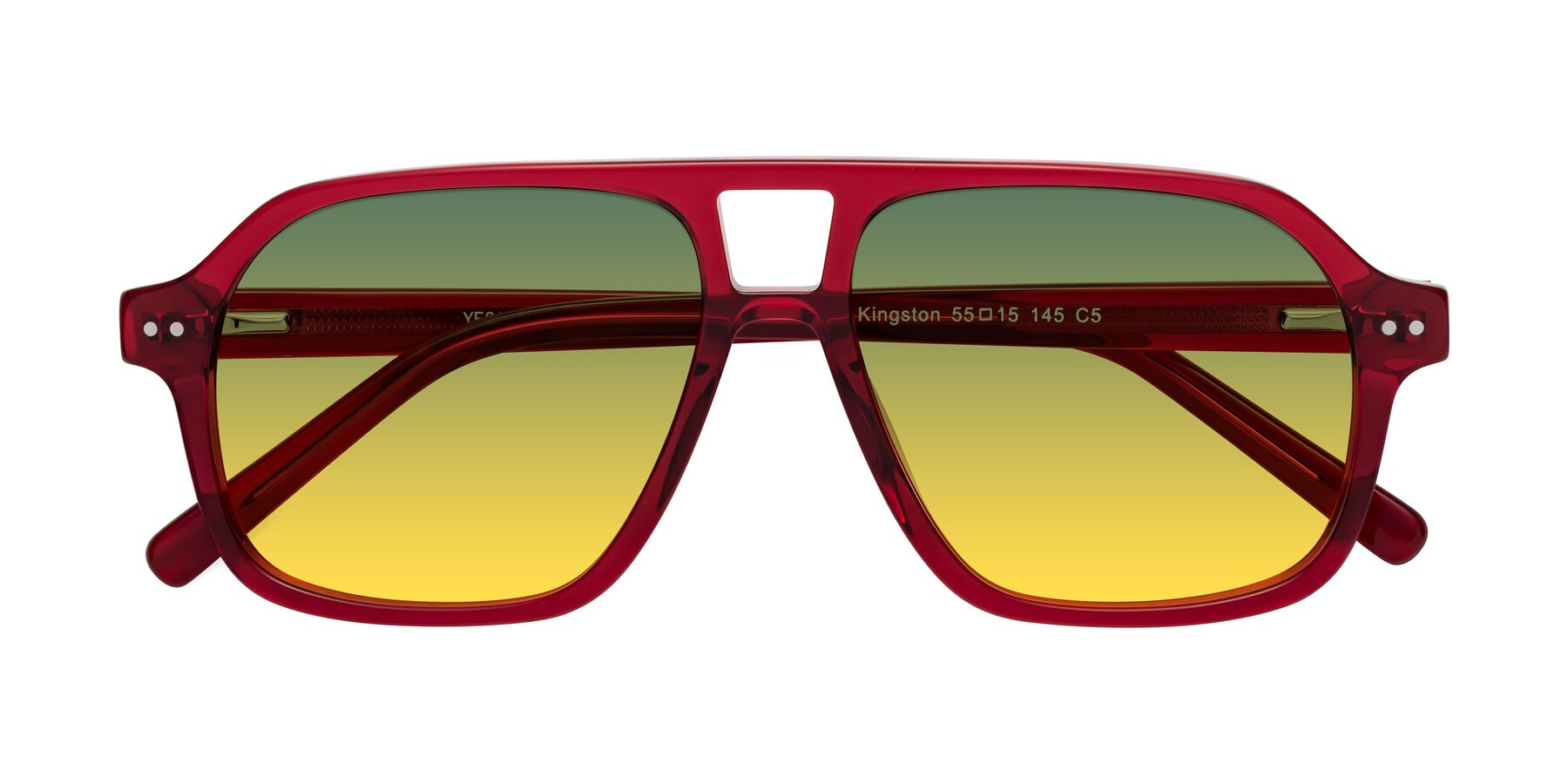 Folded Front of Kingston in Wine with Green / Yellow Gradient Lenses