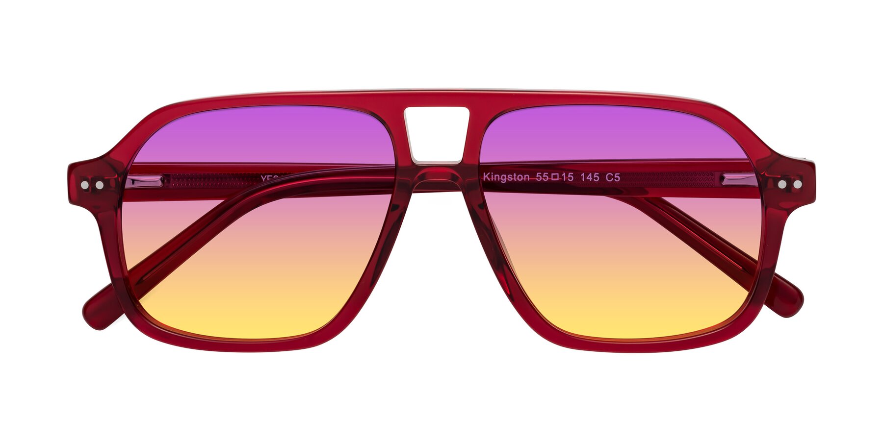 Folded Front of Kingston in Wine with Purple / Yellow Gradient Lenses