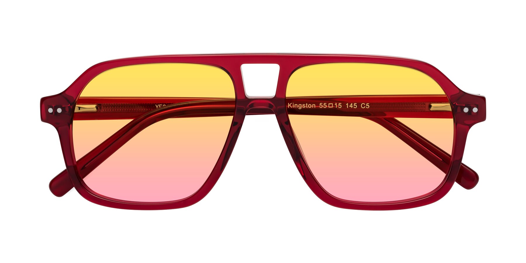 Folded Front of Kingston in Wine with Yellow / Pink Gradient Lenses