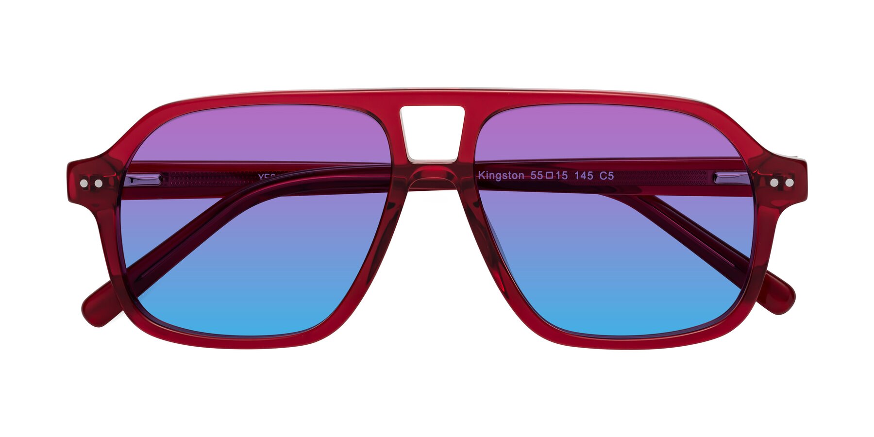 Folded Front of Kingston in Wine with Purple / Blue Gradient Lenses