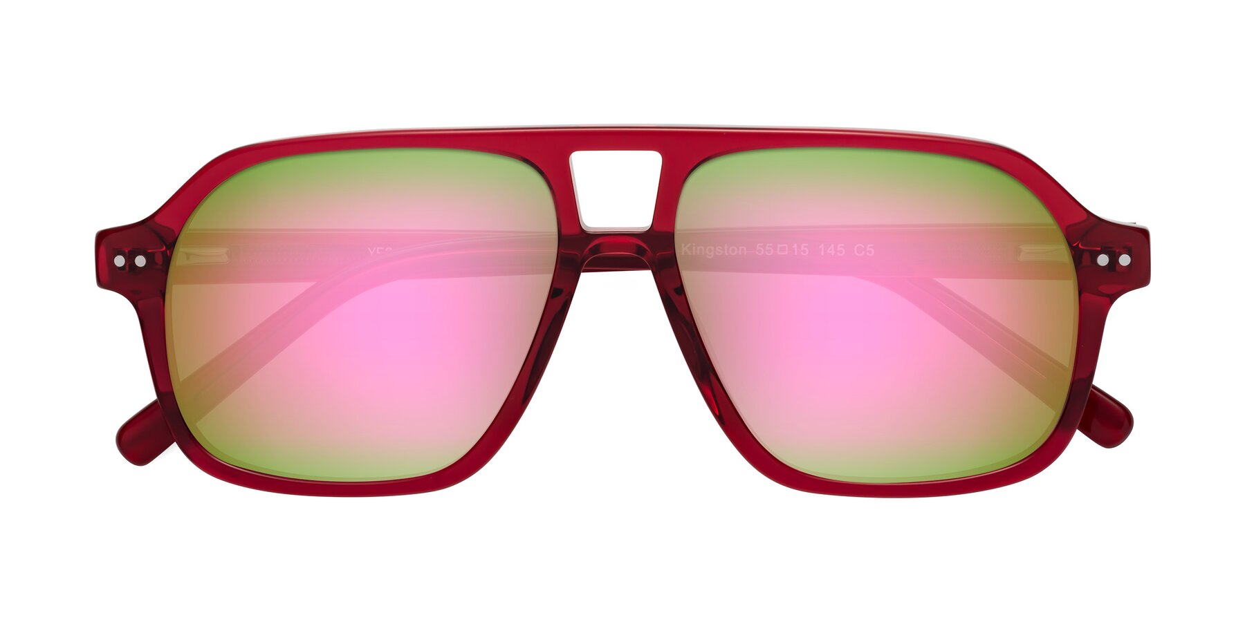 Folded Front of Kingston in Wine with Pink Mirrored Lenses