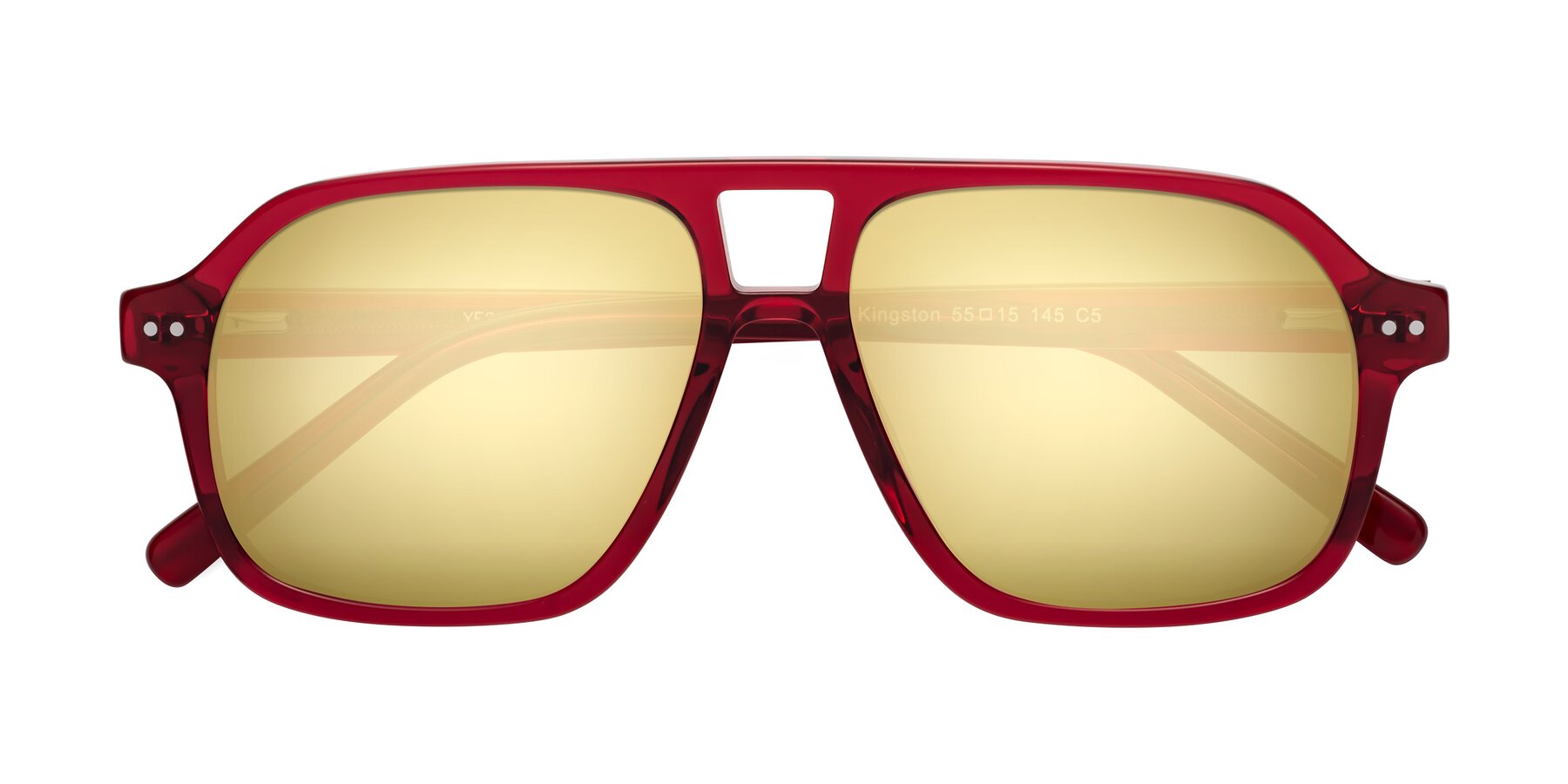 Folded Front of Kingston in Wine with Gold Mirrored Lenses